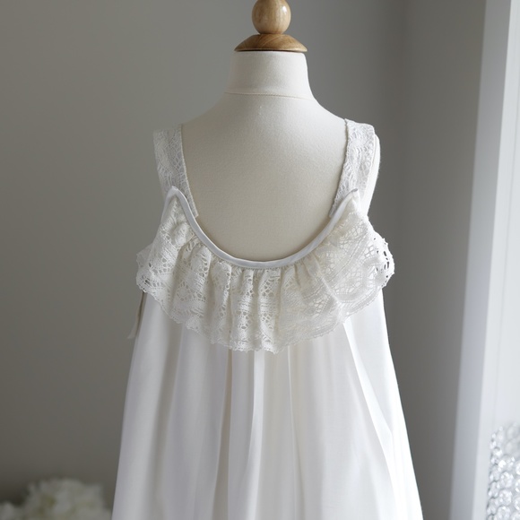 Strasburg IVORY Cotton Slip Dress with Crocheted Lace Boho Girls Size 8/10 NWT - Picture 6 of 7